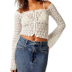 Free People White Lace Blouse